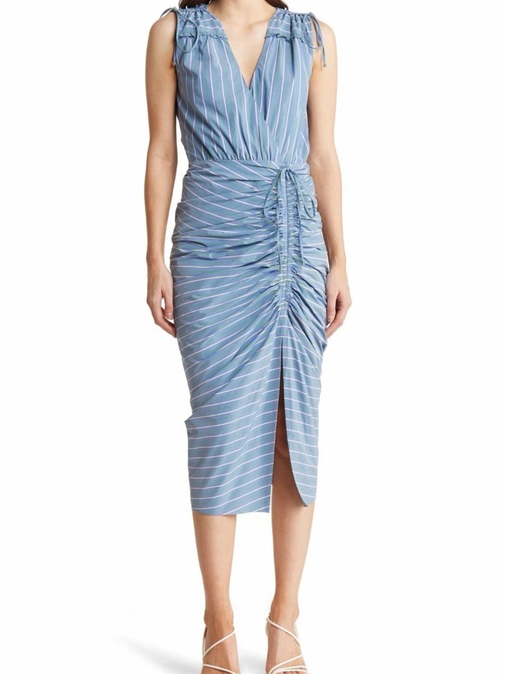 Veronica Beard Blue and White Striped Midi Dress